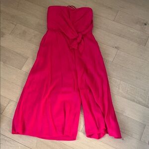 Vibrant Fuchsia Pink Strapless Jumpsuit